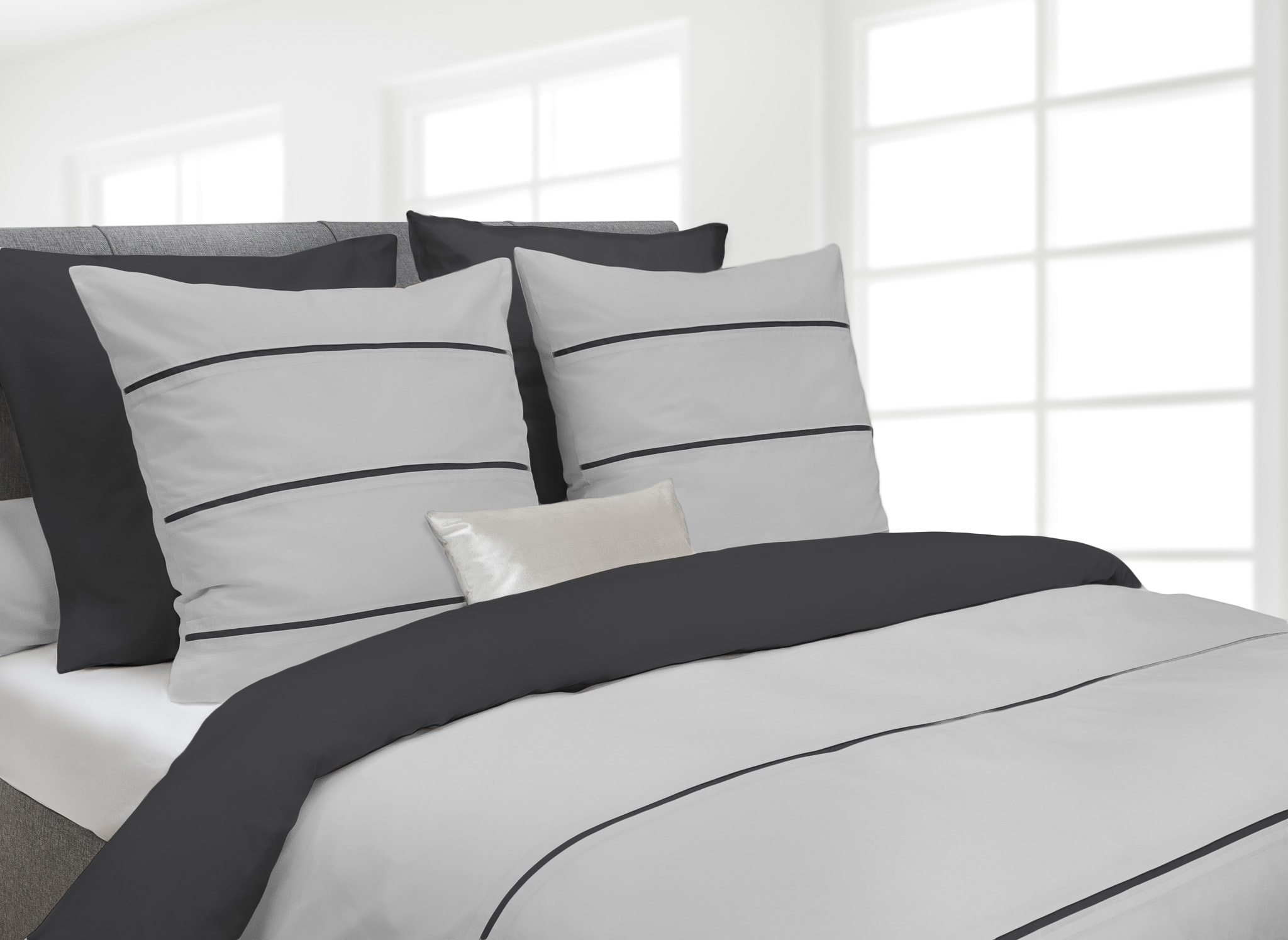 Heckett Lane Royal Cotton Bettwäsche Jason 135x200 cm silver grey/castle grey