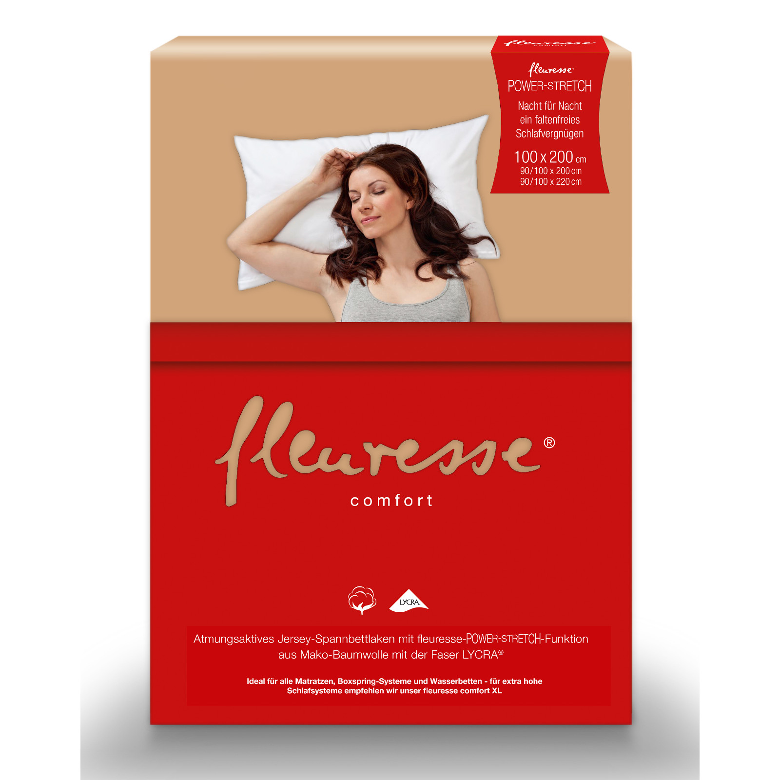 Fleuresse Mako-Jersey-Spannlaken comfort Farbe sand 4033