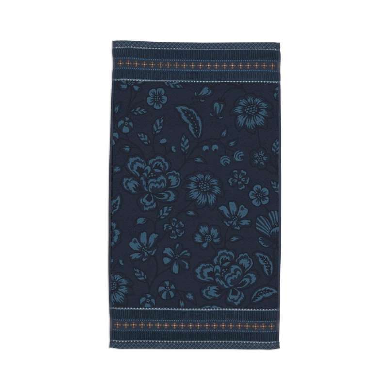 PiP Jasmin Jacquard Handtuch dunkelblau 55 x 100 cm