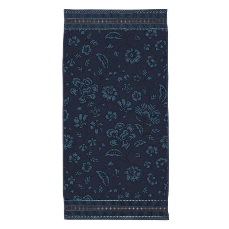 PiP Jasmin Jacquard Badetuch dunkelblau 70 x 140 cm