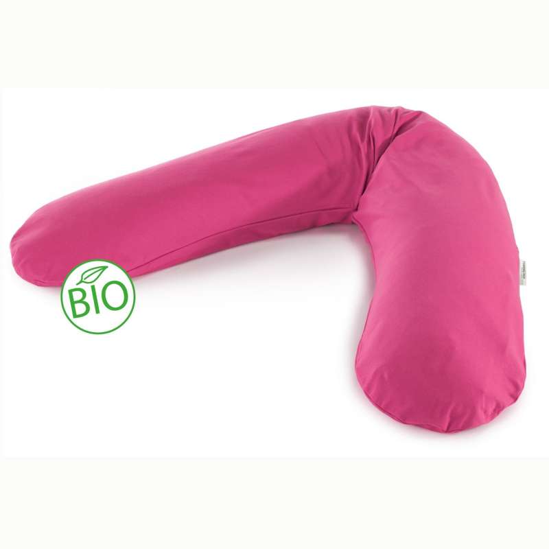 Theraline Original Schwangerschafts- und Stillkissen incl. Bezug, Bio-Jersey fuchsia, 190x38 cm