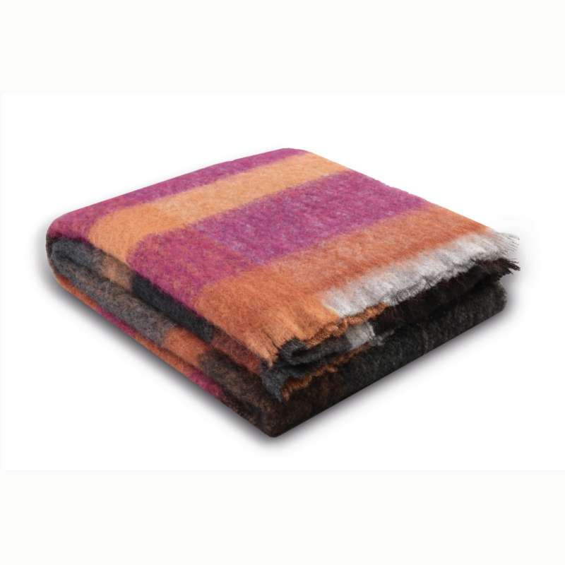 Biederlack Wohndecke Mohair Look Größe 130x190 cm Orange Rot Plaid