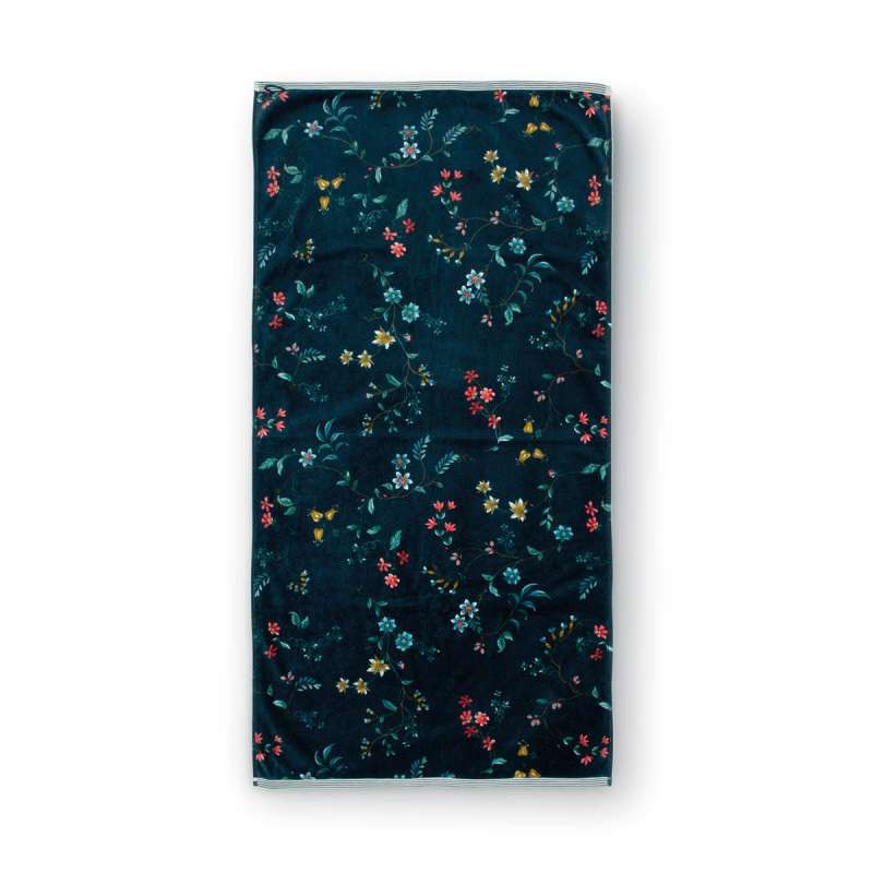 PiP Les Fleurs Badetuch dunkelblau 70 x 140 cm