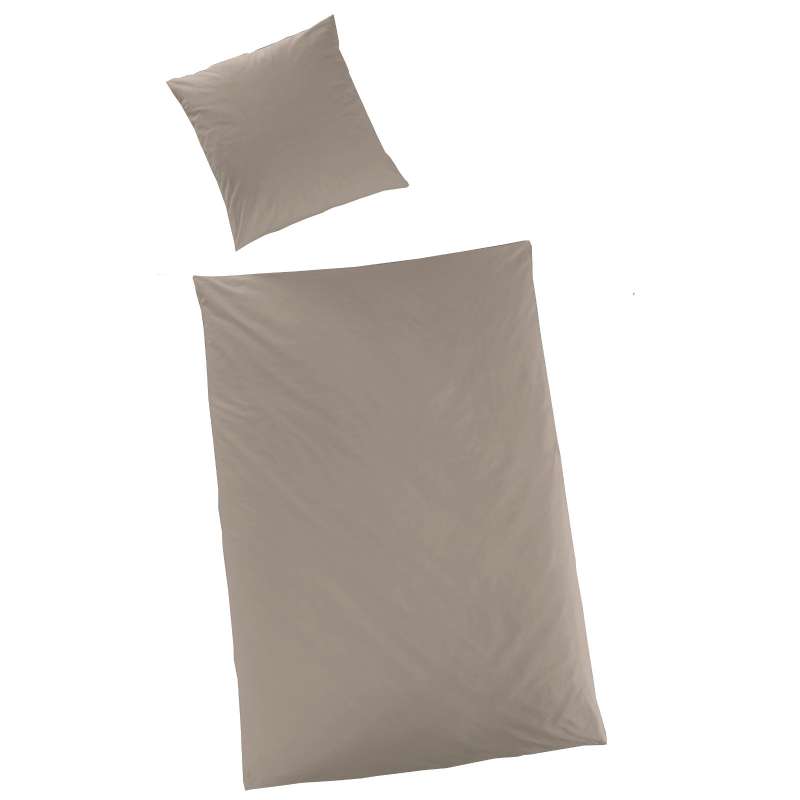 Hahn Haustextilien Luxus-Satin Bettwäsche uni Farbe taupe Größe 155x220 cm